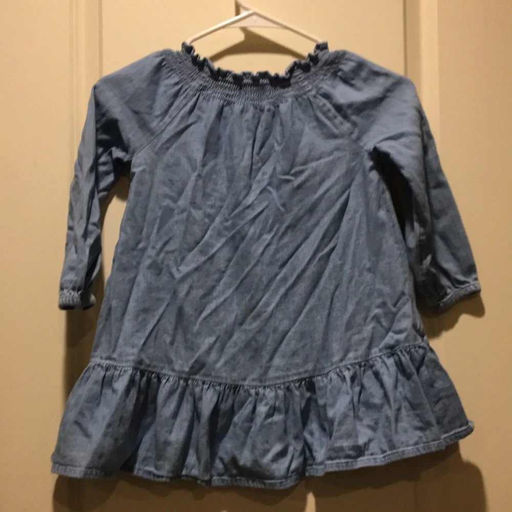 Old Navy girls Denim button front elastic neck tunic/dress ruffle hem size 5T